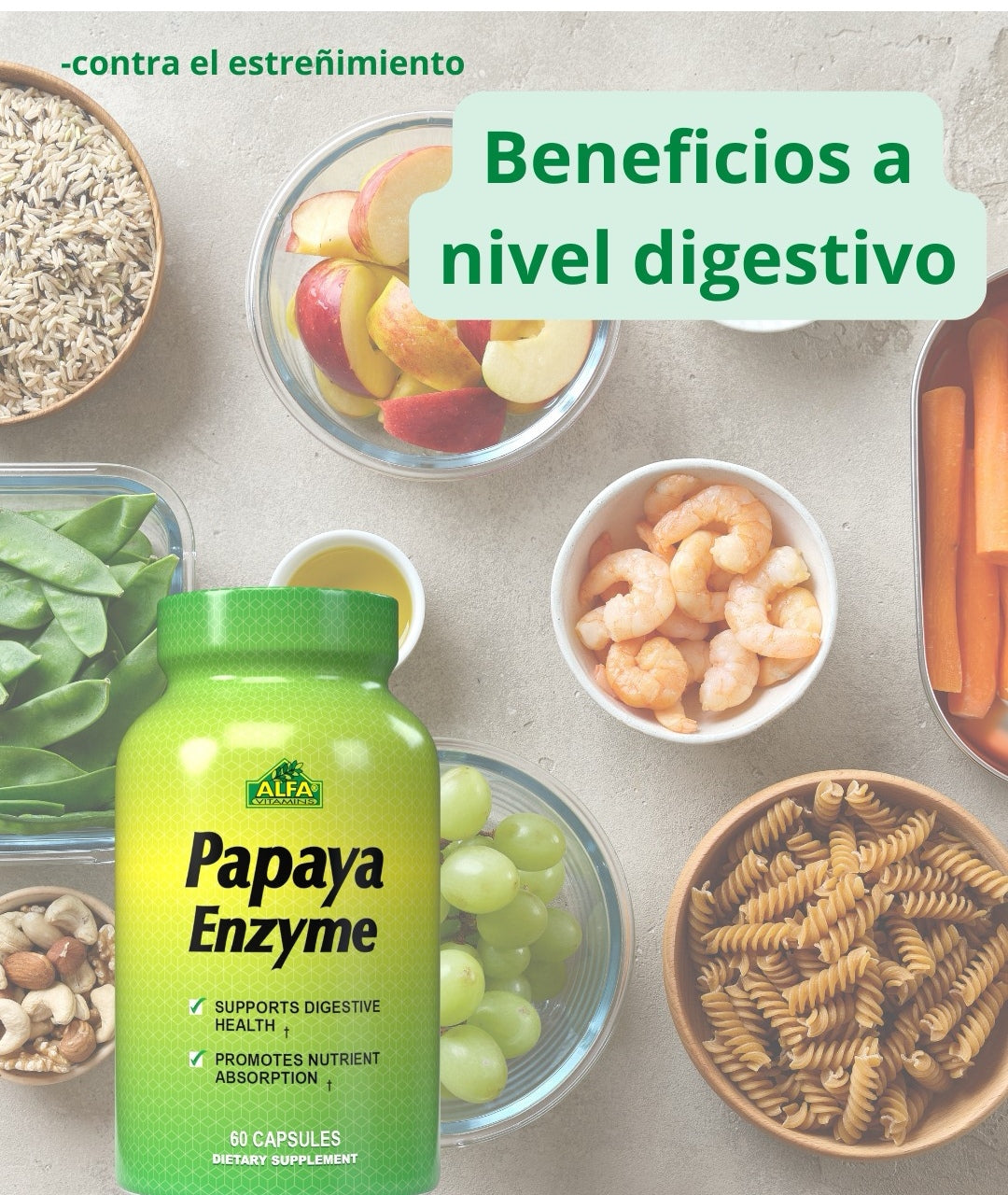 Enzimas de papaya 1000mg Alfa