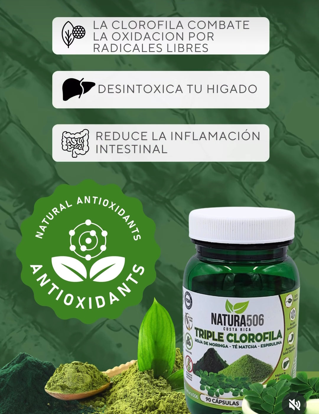 Cápsulas de Triple Clorofila 90caps Natura 506