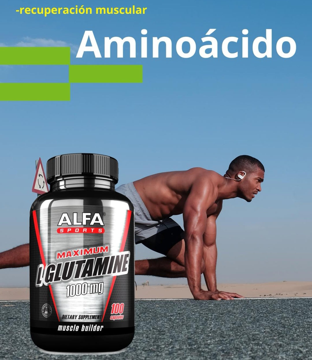 L Glutamina cápsulas 1000mg Alfa