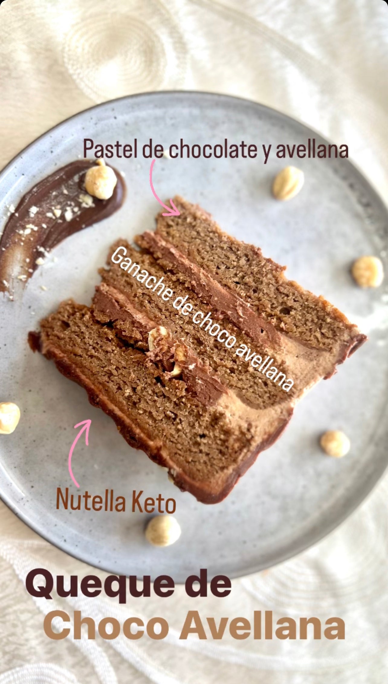 Porción Pastel de Choco Avellana (Nutella Keto)