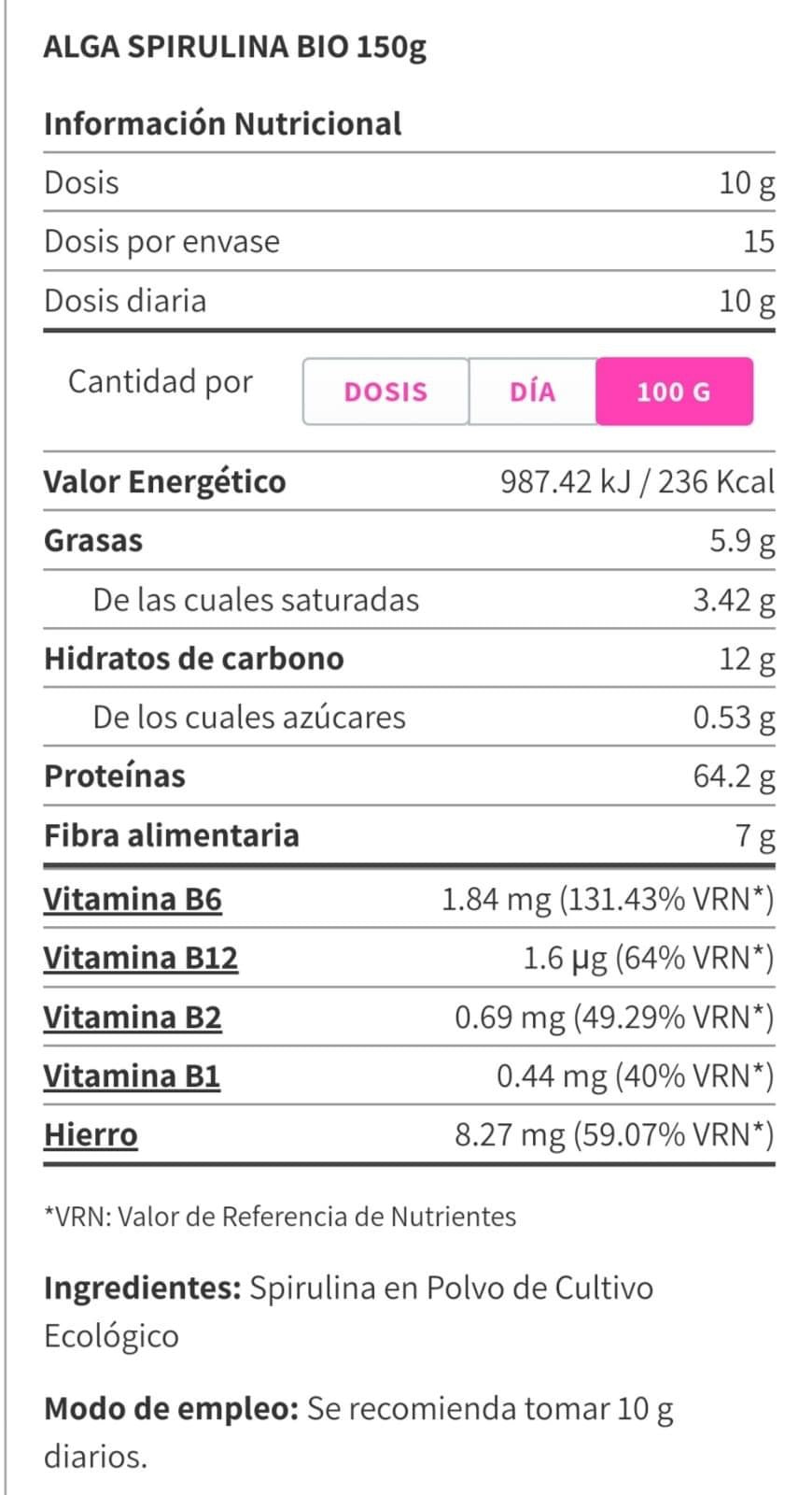 Spirulina bio 150 gr Drasanvi