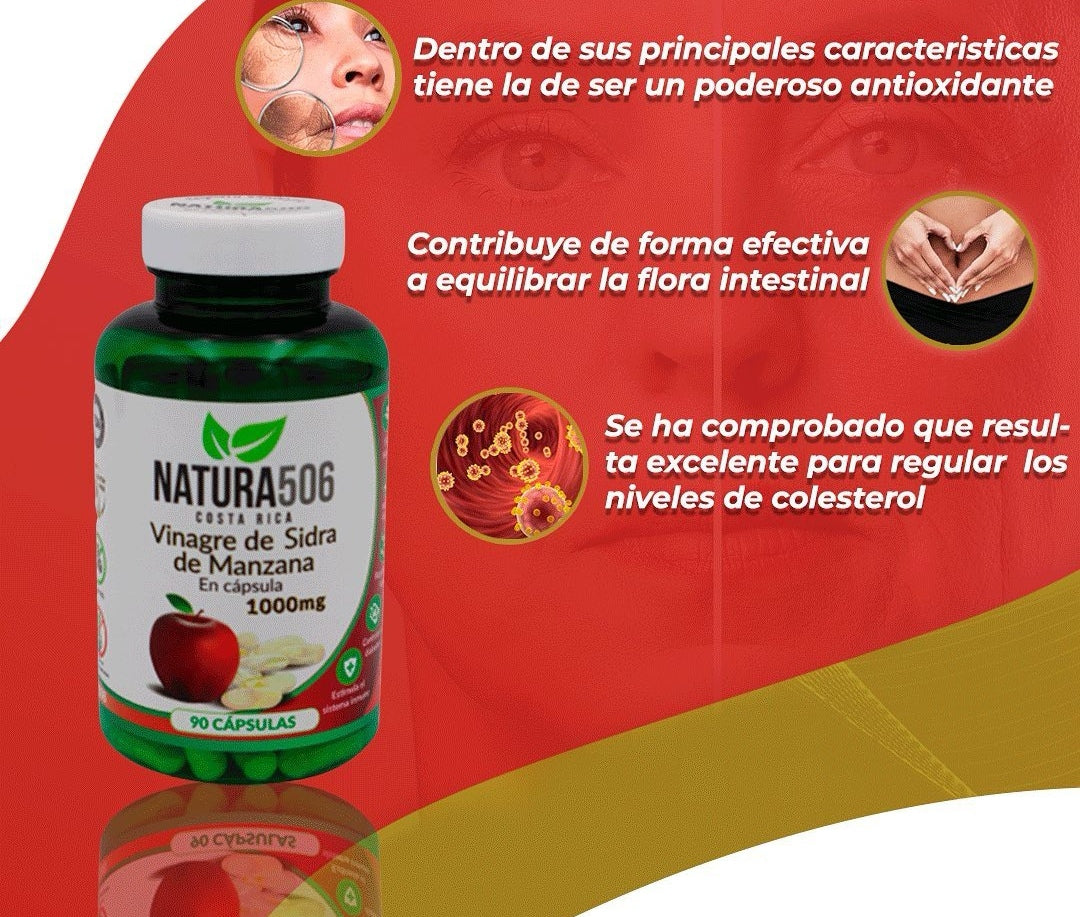 Cápsulas de vinagre de sidra de manzana 1000mg. Natura 506