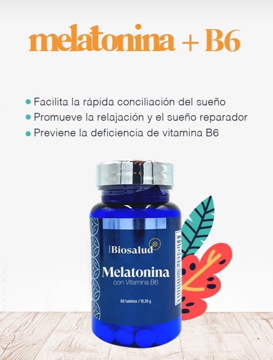 Melatonina con vitamina B6 60 tabletas Biosalud